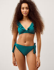 Mia Textured Frill Bikini Top, Teal (TEAL), large