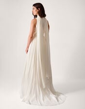 Margo Drop Waist Wedding Dress & Scarf, Ivory (IVORY), large