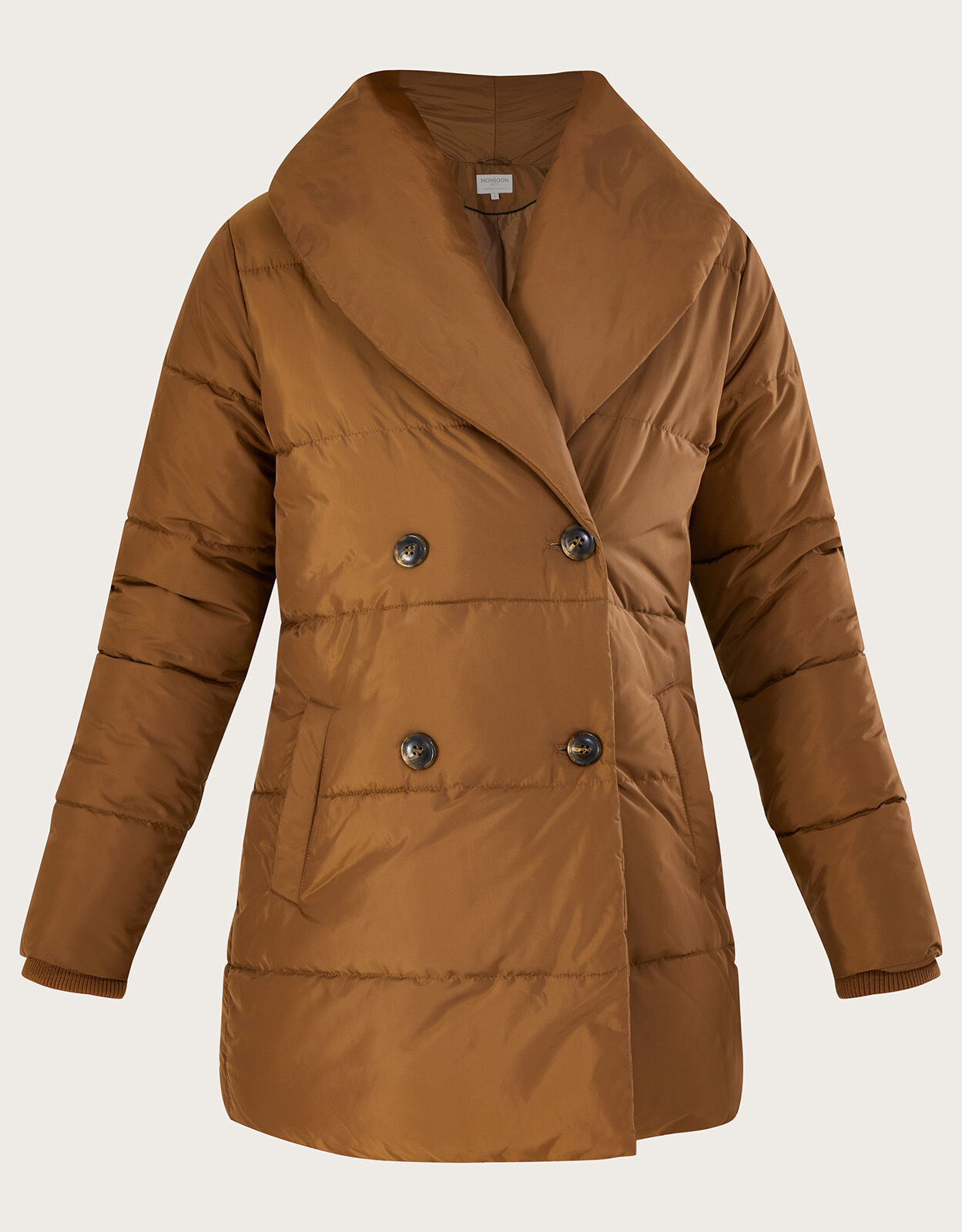 Shannon Shawl Collar Padded Coat Camel 
