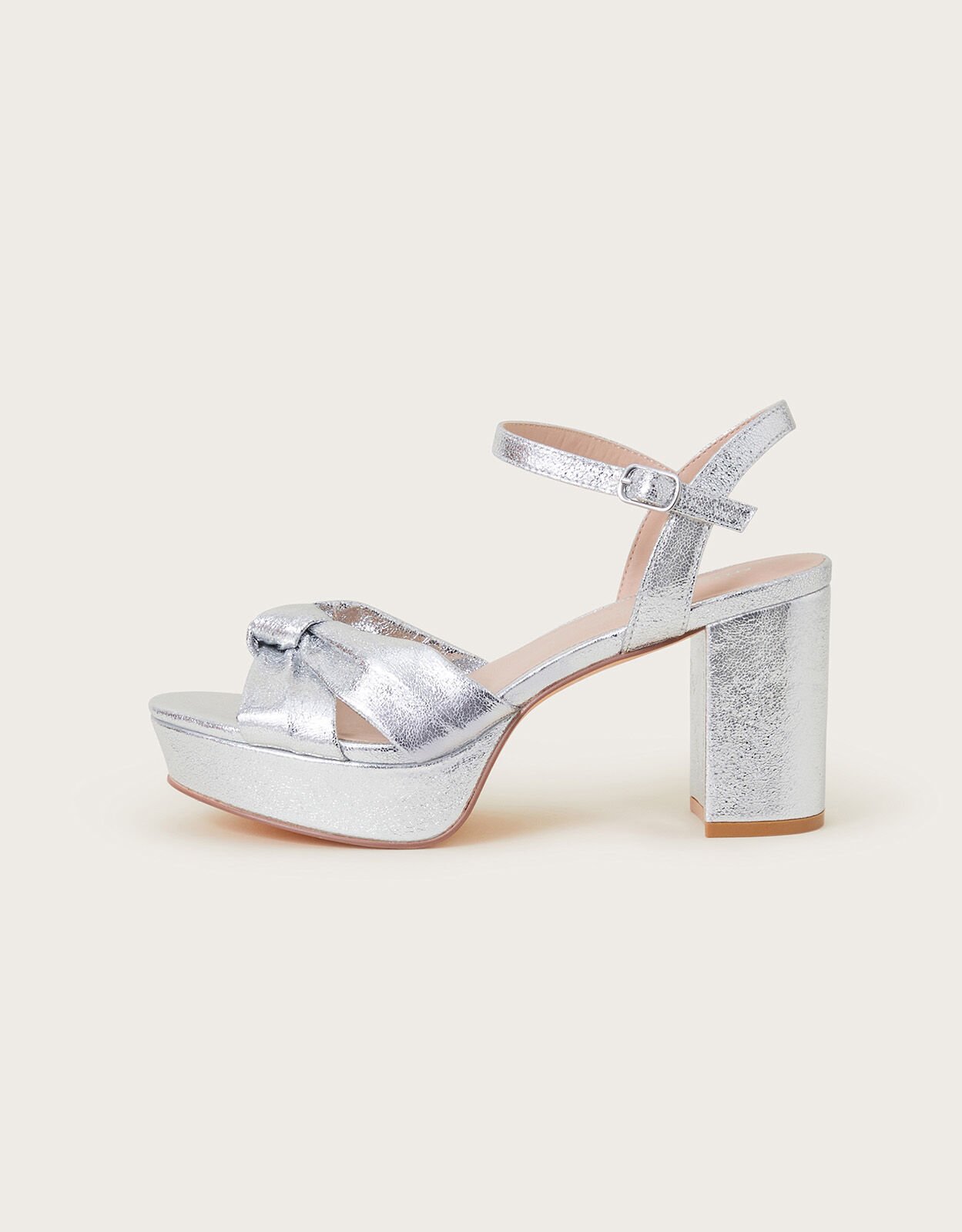 Silver block platform heels deals