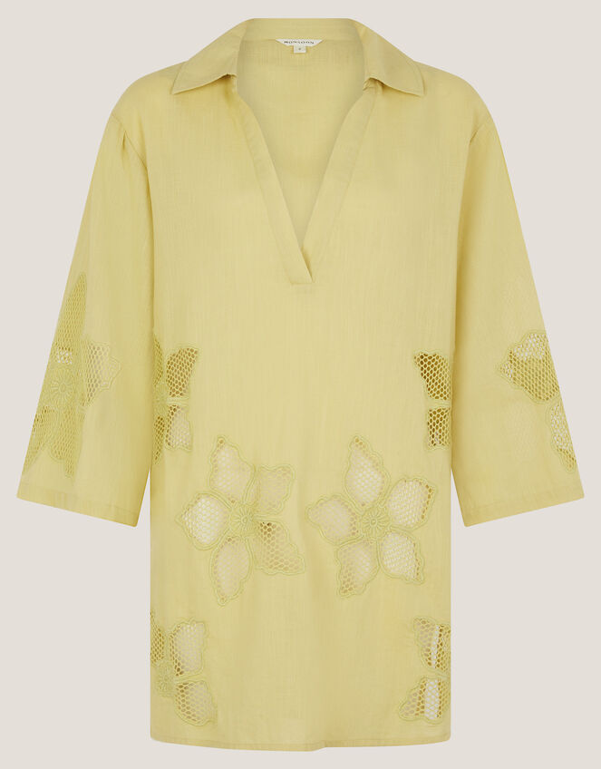 Joanna Cutwork Beach Shirt, Green (SAGE), large