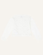 Baby Rainbow Embellished Cardigan, White (WHITE), large