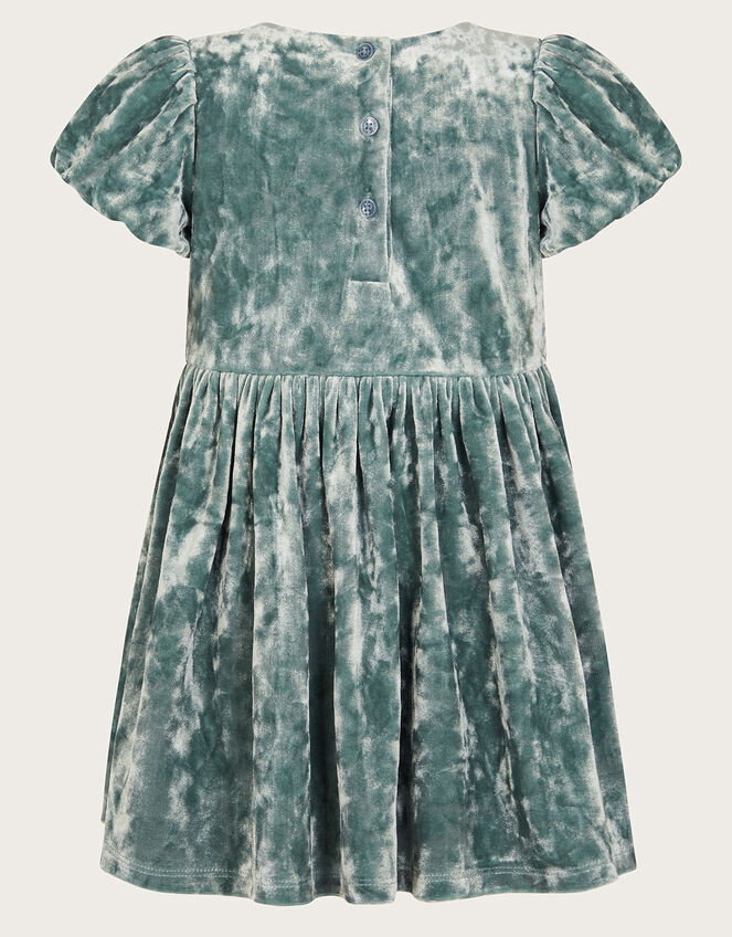 Baby Bow Velvet Dress, Green (GREEN), large