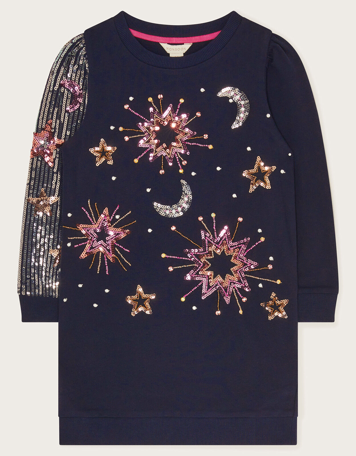 Sequin Star Embellished Long Sweatshirt Blue Girls Tops T shirts Monsoon UK