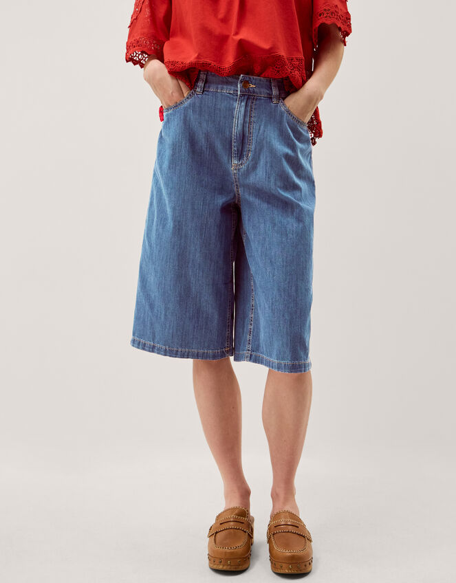 Raye Longline Denim Shorts Blue