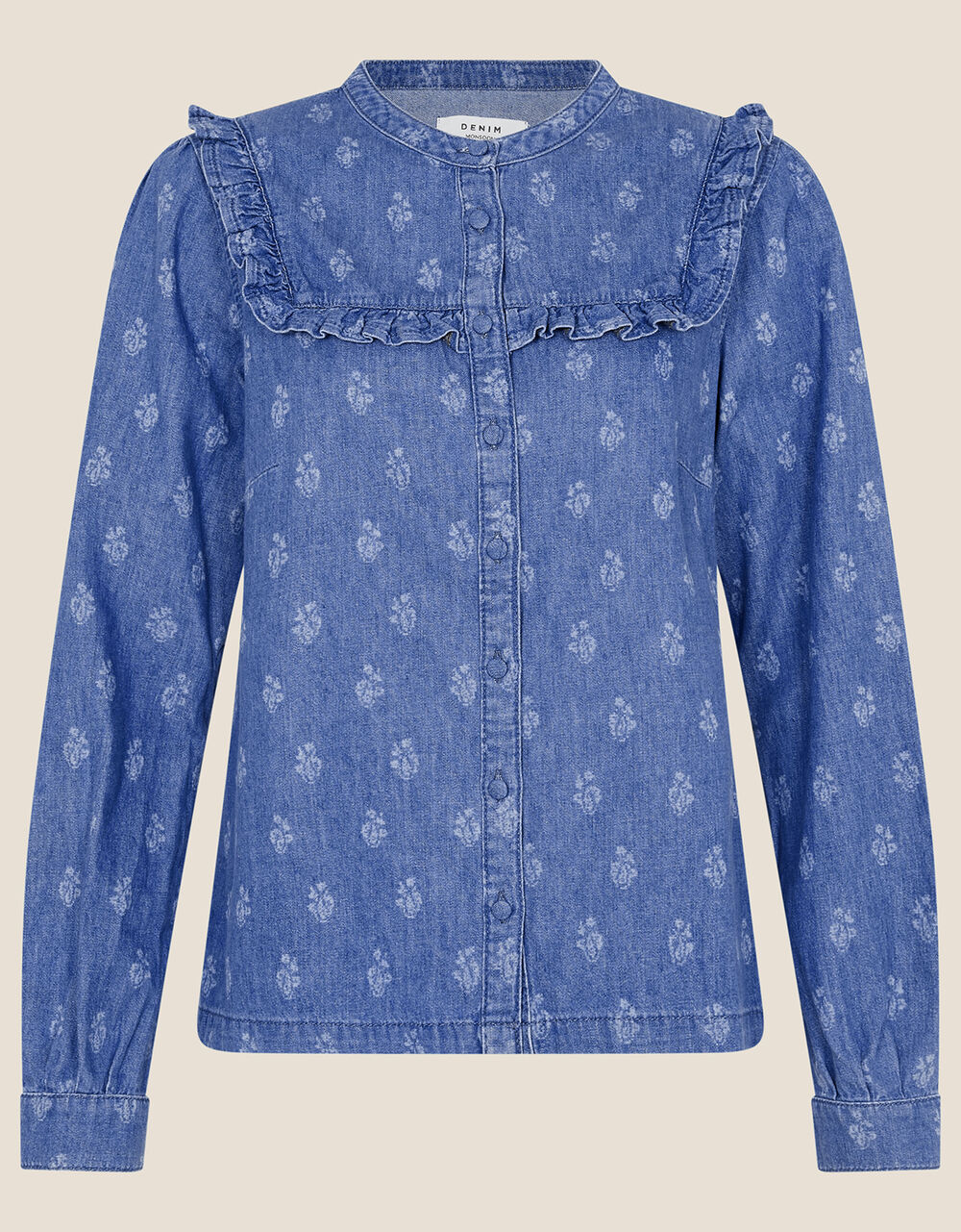 Women Women's Clothing | Laser Print Denim Shirt in Sustainable Cotton Blue - WP83746
