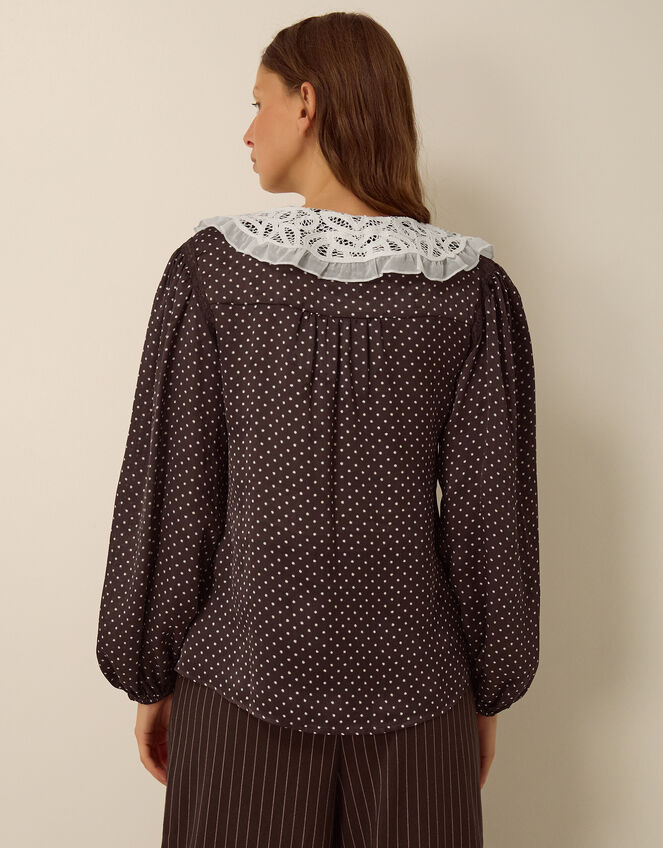 Shae Polka Dot Lace Top, Brown (CHOCOLATE), large