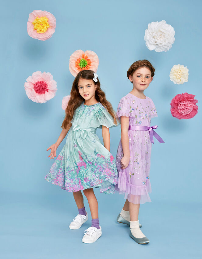 Tula Tulle Floral Embellished Dress Purple | Girls' Dresses | Monsoon UK.