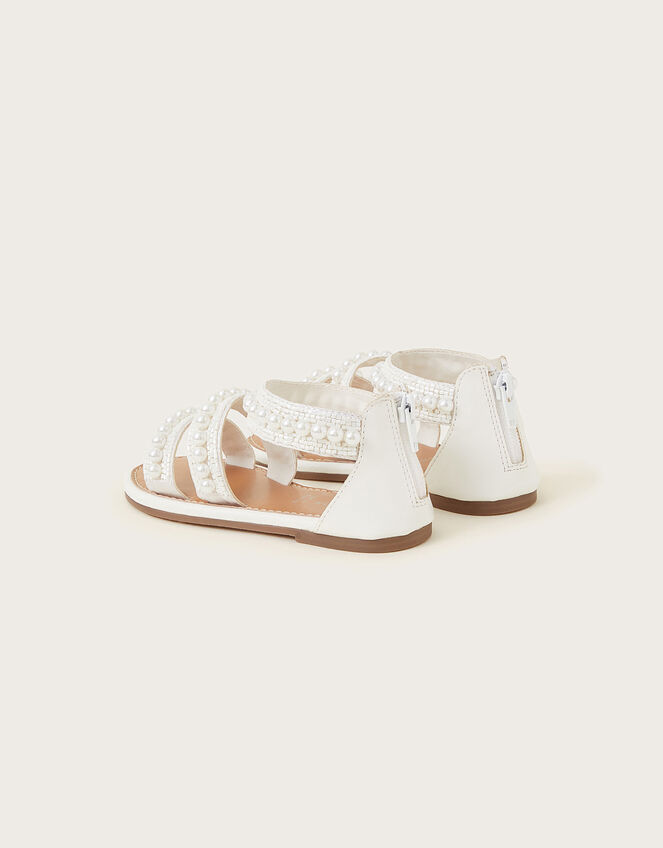 Pearly Strap Sandals, Ivory (IVORY), large