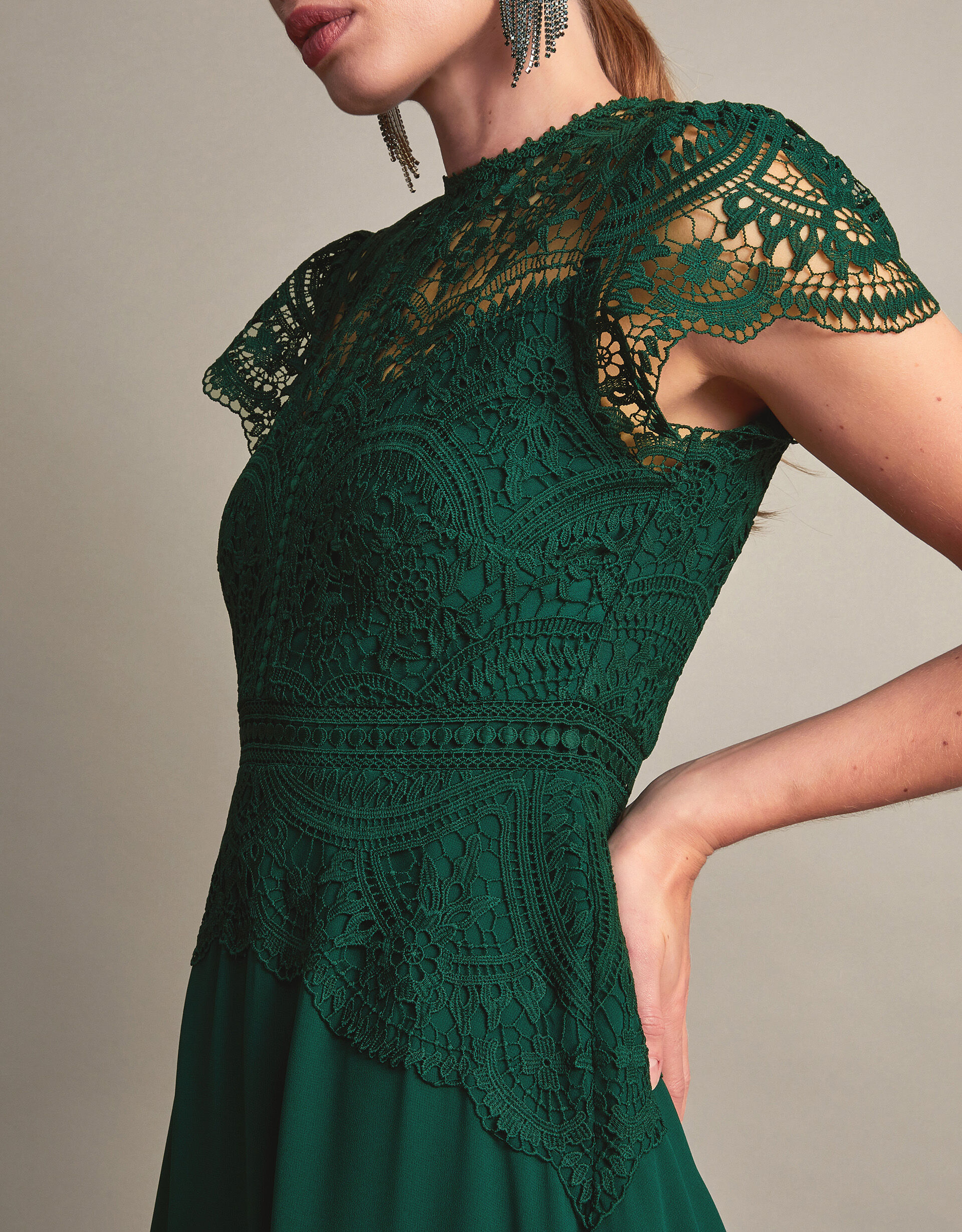 Monica Lace Midi Dress Green