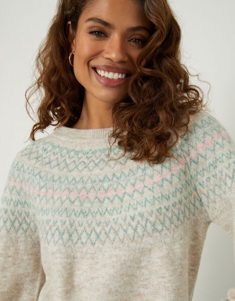 Fairisle Cosy Jumper with Recycled Polyester Natural, Natural (NATURAL), large
