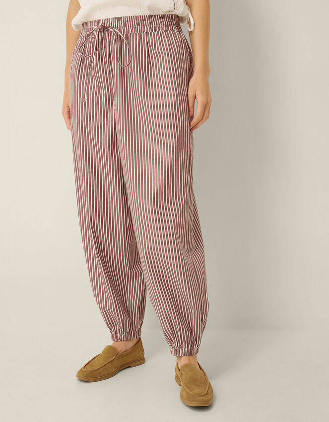 Scarlet Stripe Balloon Trousers, Red (BERRY), large
