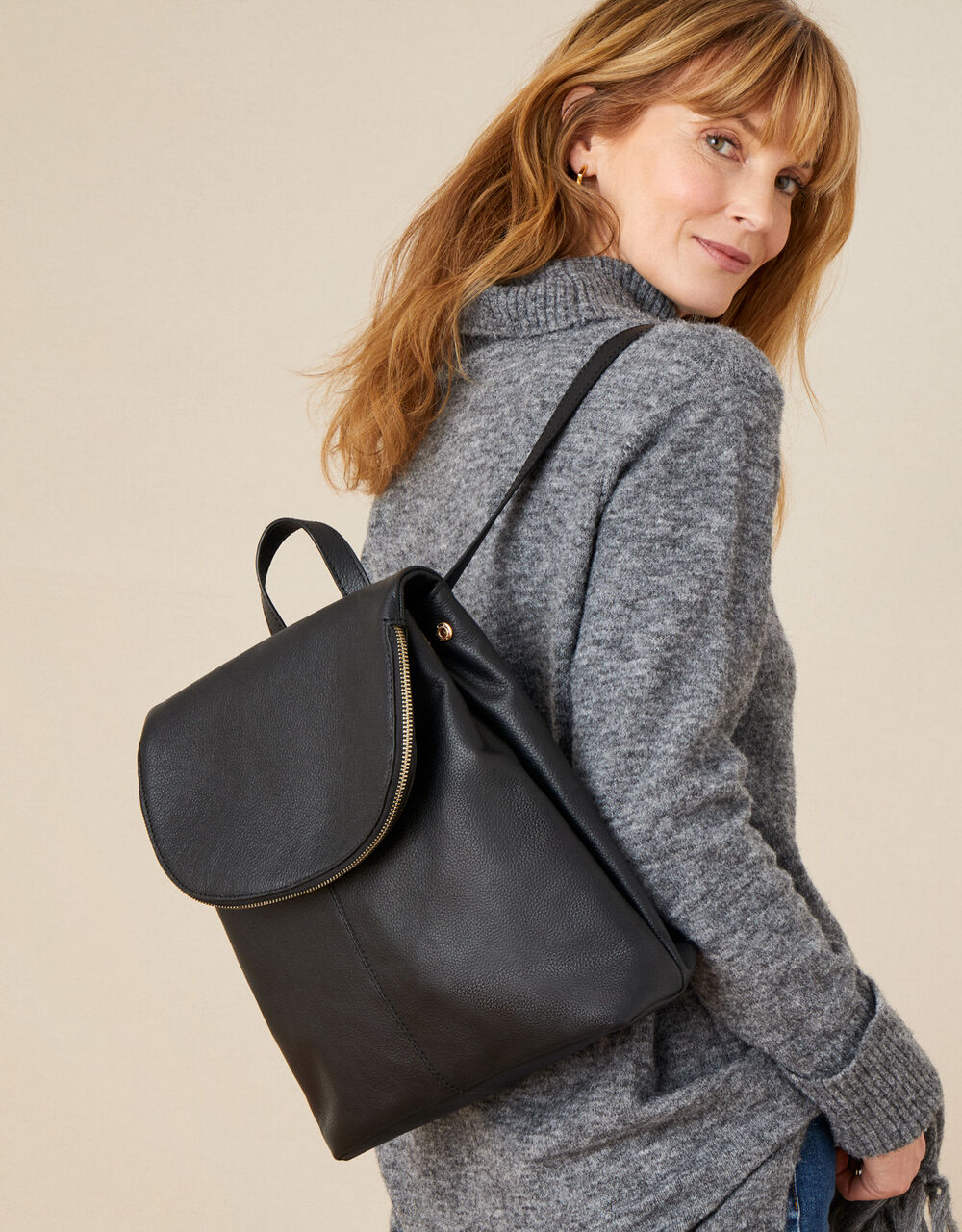 Women Women's Accessories | Leather Zip Detail Backpack - TL40024