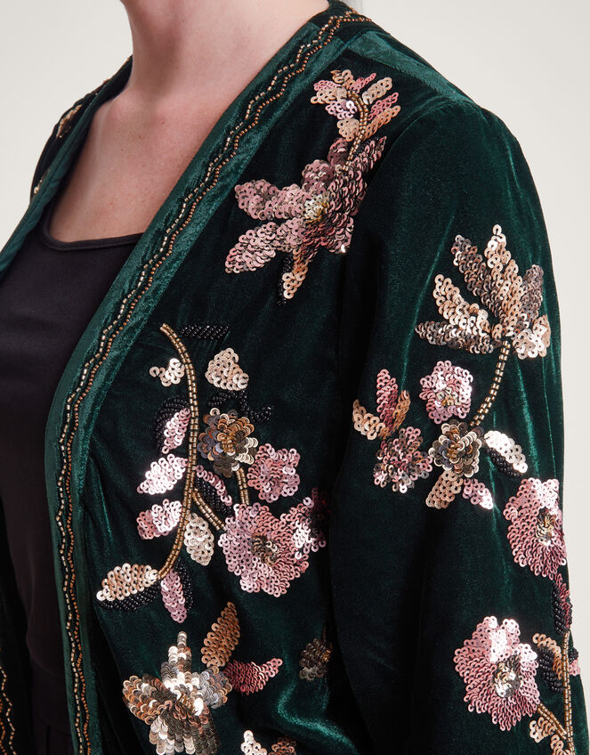 Kiara Velvet Kimono, Green (GREEN), large
