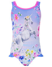 Phoebe Unicorn Print Swimsuit, Purple (LILAC), large