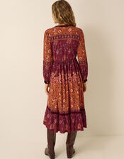 Hunter Floral Print Jersey Midi Dress, Red (BURGUNDY), large