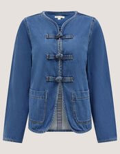 Lauren Knot Denim Jacket, Blue (MID AUTHENTIC BLUE), large