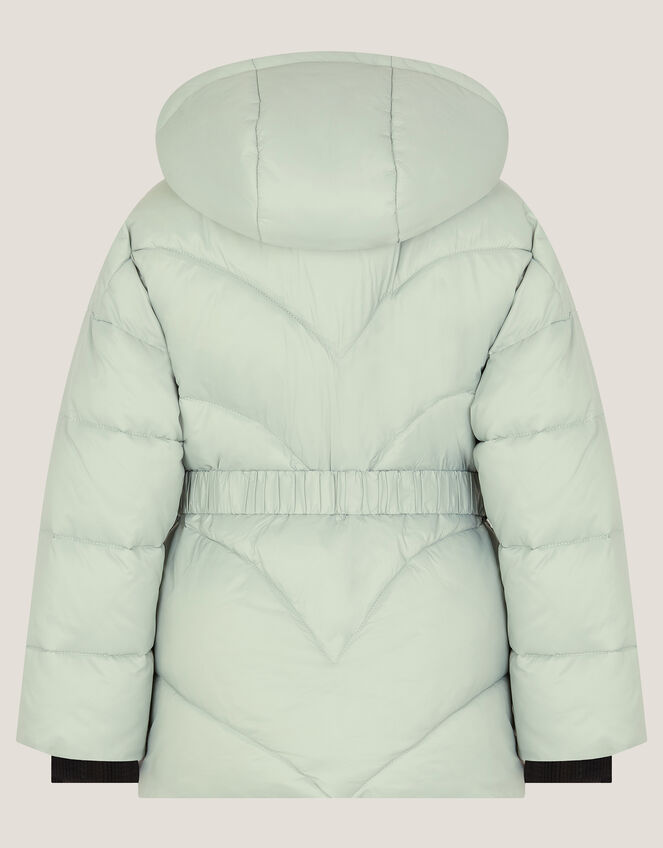 Belted Puffer Coat, Green (SAGE), large