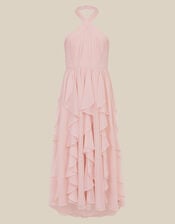 Arizona Halter Ruffle Prom Dress, Pink (PALE PINK), large
