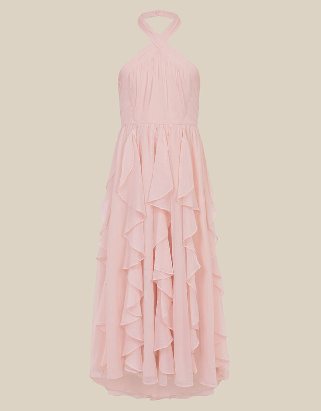 Arizona Halter Ruffle Prom Dress, Pink (PALE PINK), large
