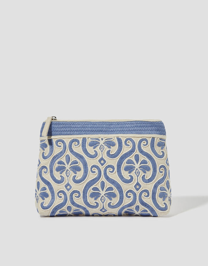 Valli Embroidered Canvas Make Up Bag, , large