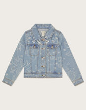Unicorn Rhinestone Denim Jacket, Blue (BLUE), large