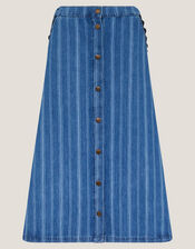 Ottilie Stripe Denim Midi Skirt, Blue (DENIM BLUE), large
