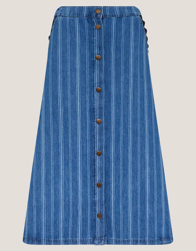 Ottilie Stripe Denim Midi Skirt, Blue (DENIM BLUE), large