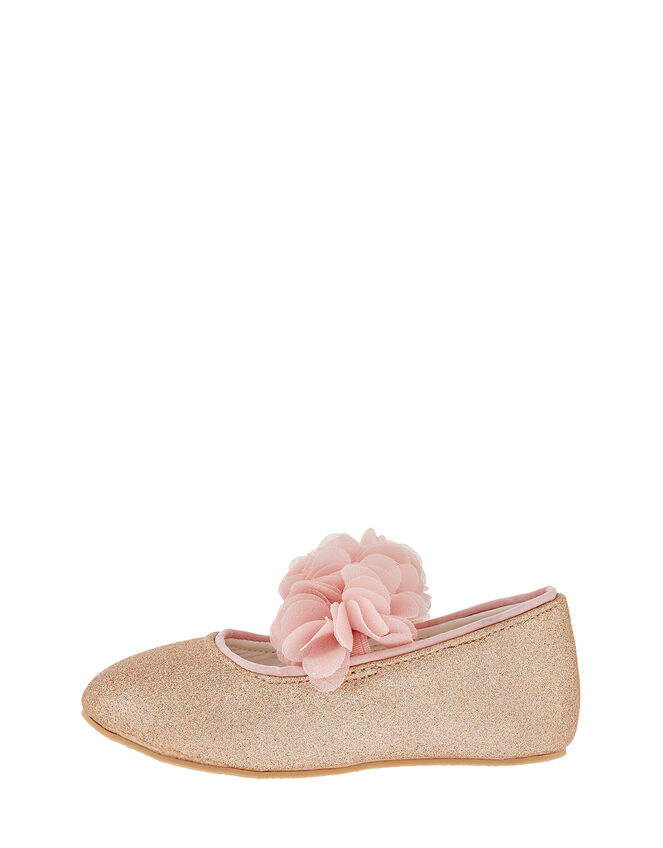 Baby Abilene Corsage Glitter Walker Shoes, Gold (ROSE GOLD), large