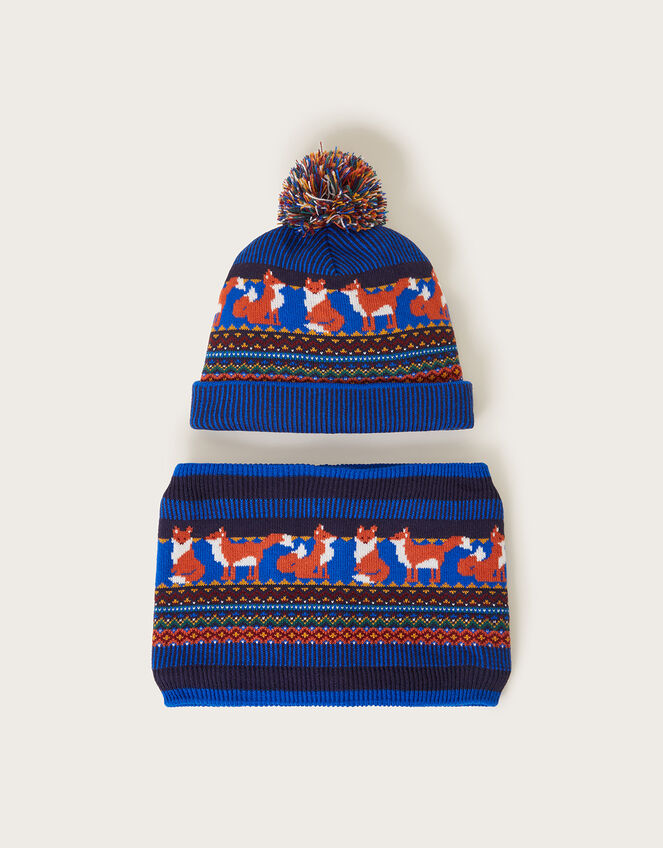 Fox Bobble Hat and Snood Set, Multi (MULTI), large