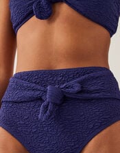 Kyla Tie Front High Waisted Bikini Bottom, Blue (NAVY), large