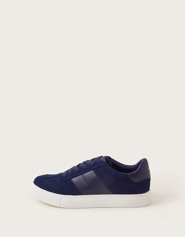 Faux Suede Trainers, Blue (NAVY), large