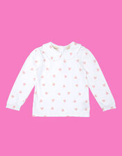 Dotty Dungarees Peter Pan Collar Top, White (WHITE), large
