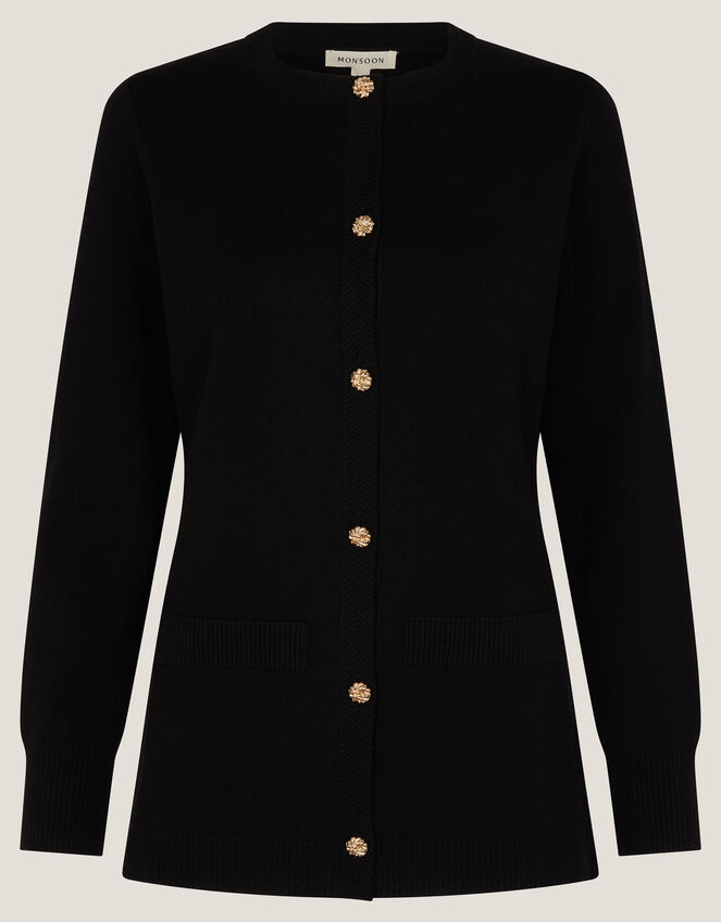 Coleen Plain Cardigan, Black (BLACK), large
