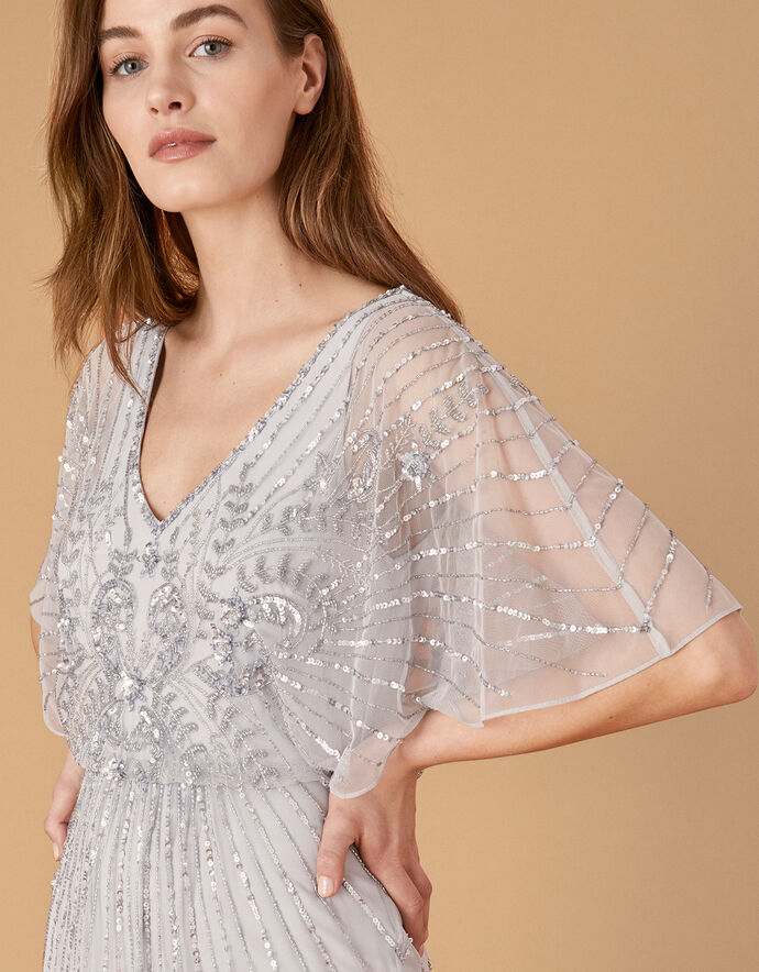 Tabitha Embellished Maxi Dress Silver | Evening Dresses | Monsoon UK.