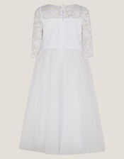 Alberta Rose Lace Communion Dress, White (WHITE), large