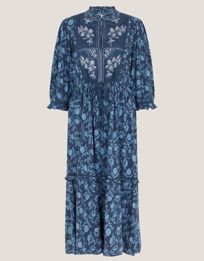 Sofia Floral Print Jersey Midi Dress, Blue (BLUE), large