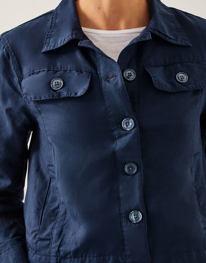 Lenny Linen Blend Cropped Jacket, Blue (NAVY), large