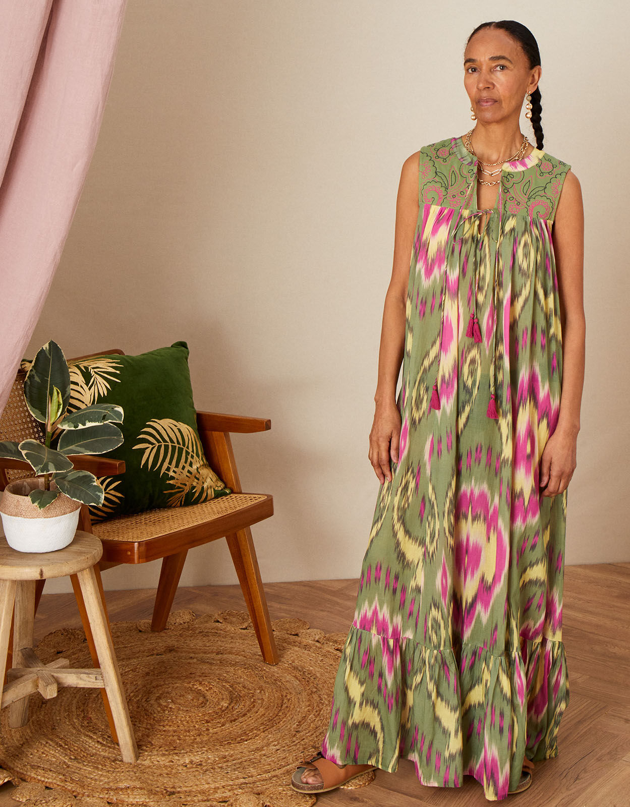 bohemian dress green