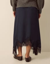 Shelby Satin Lace Maxi Skirt, Blue (NAVY), large