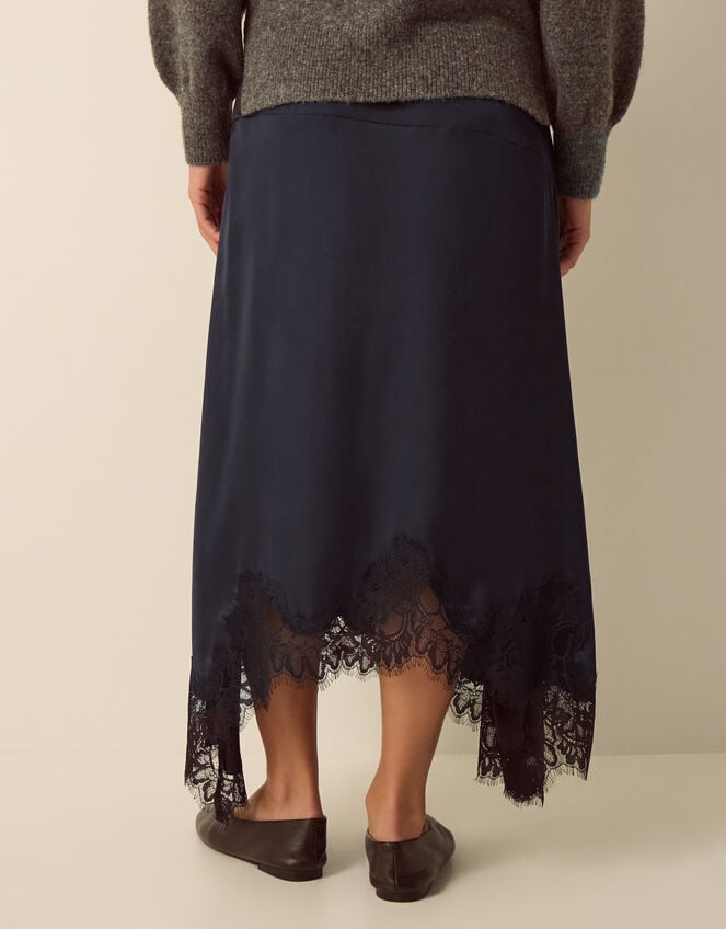 Shelby Satin Lace Maxi Skirt, Blue (NAVY), large
