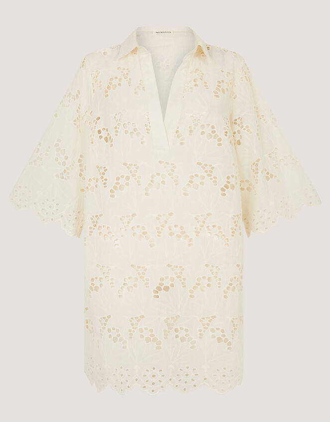 Selena Floral Embroidered Tunic Shirt Cream