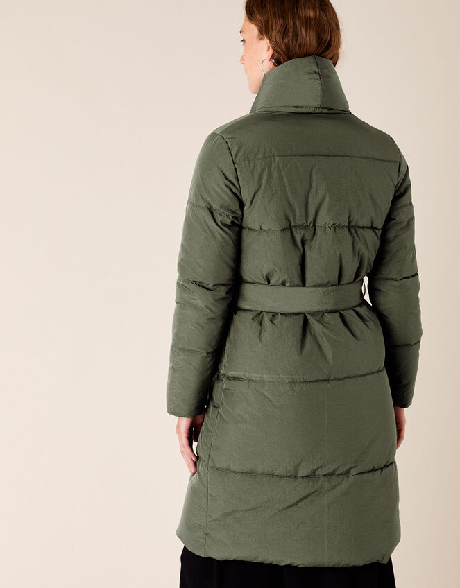 Eddie Long Padded Coat in Recycled Fabric, Green (KHAKI), large