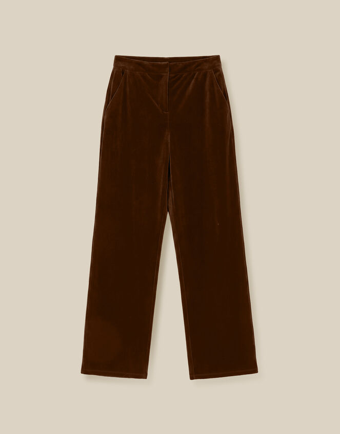 Mila Velvet Straight Leg Trousers, Green (KHAKI), large