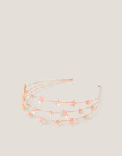 Flower Pearl Wire Headband, Pink (PINK), large