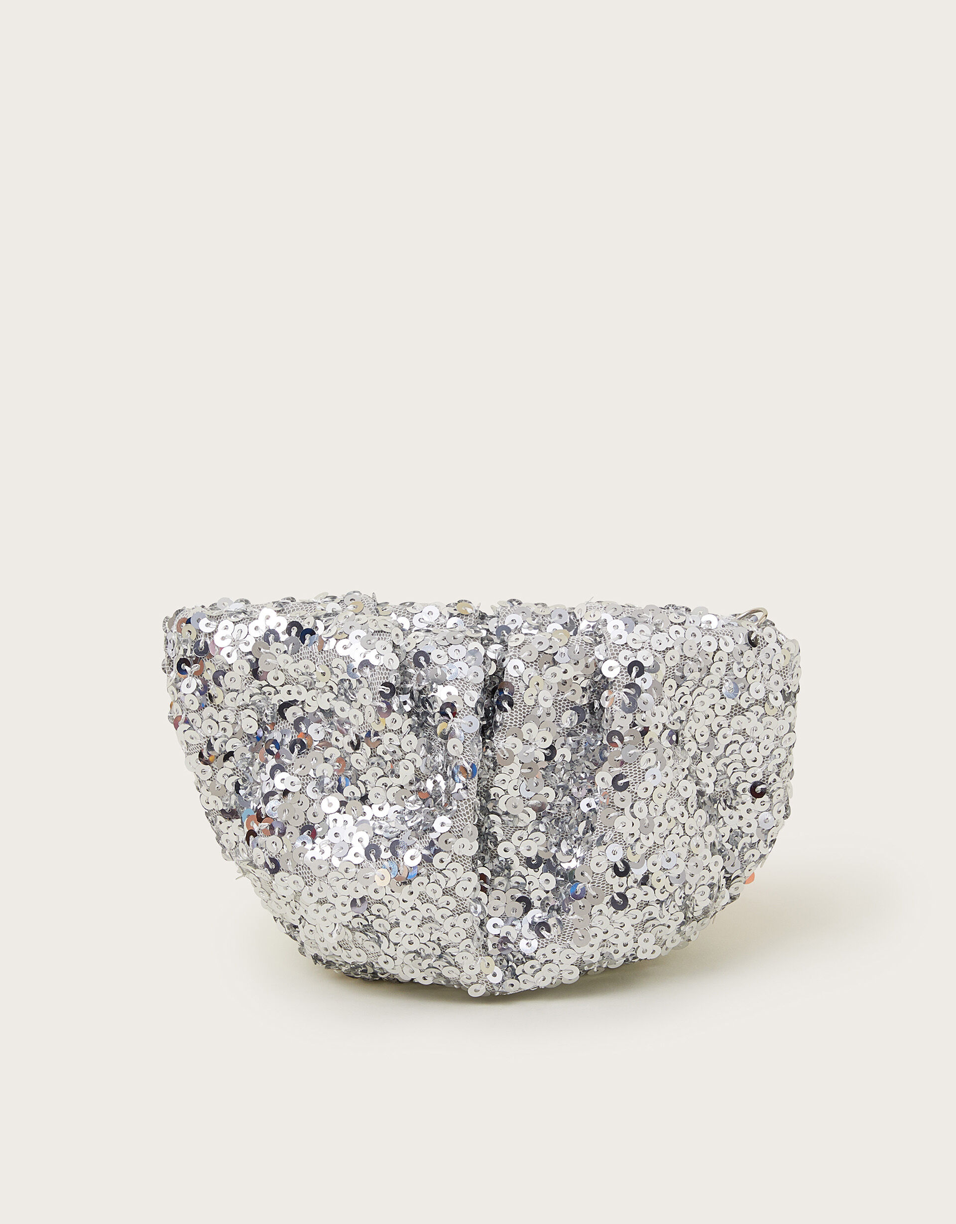 Sequin Embellished Ruched Bag Silver
