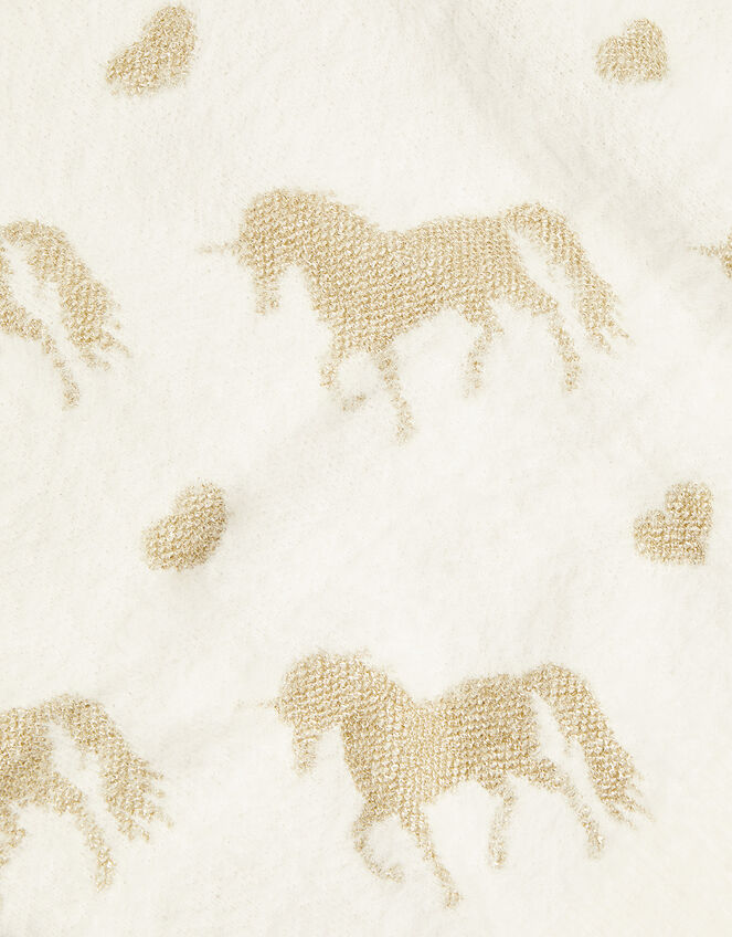 Fluffy Unicorn Print Jumper, Ivory (IVORY), large