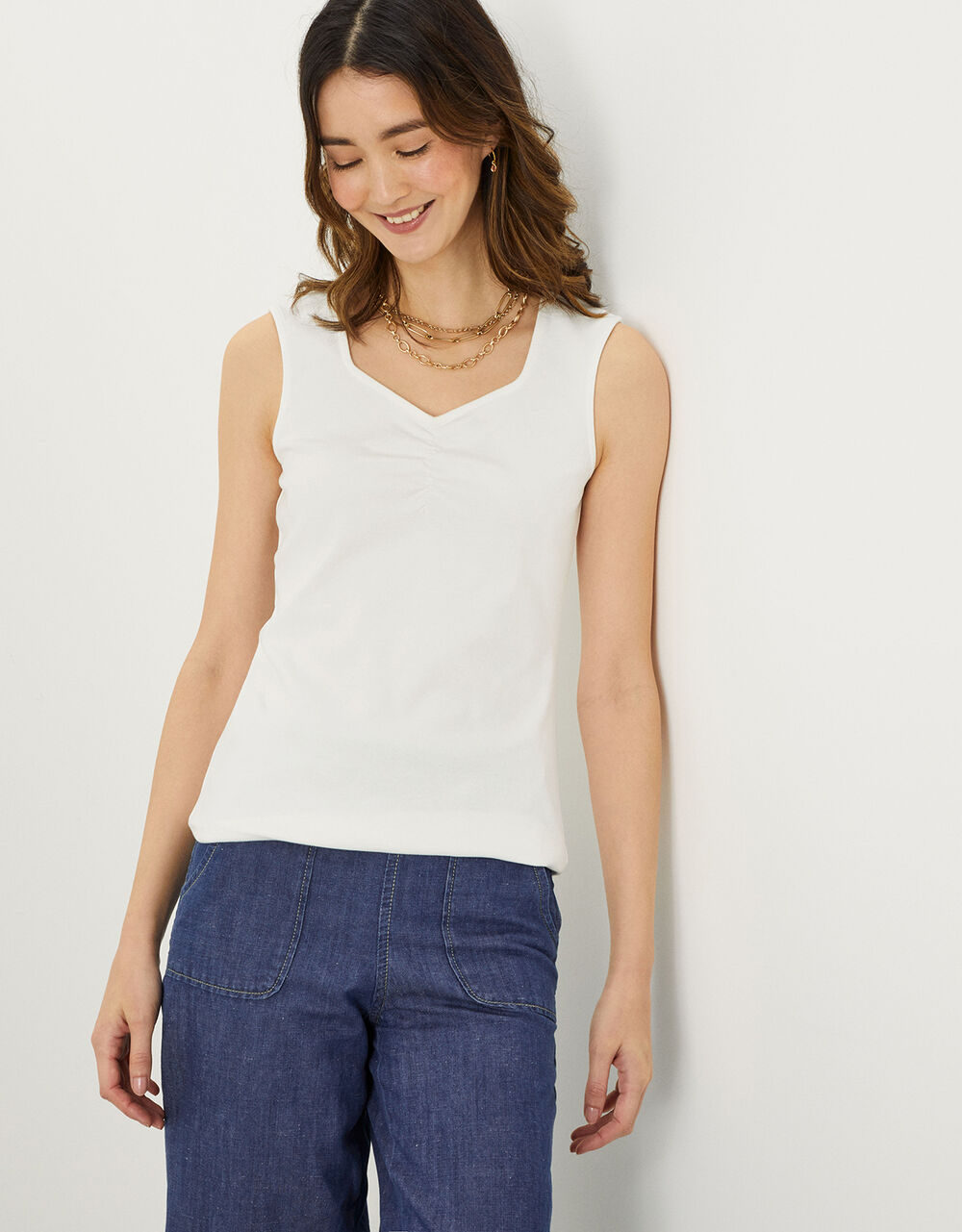 Women Women's Clothing | Cap Sleeve Ruched Jersey Top Ivory - GG93439