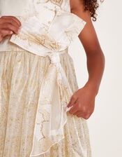 Bennie Bow Jacquard Dress, Gold (GOLD), large
