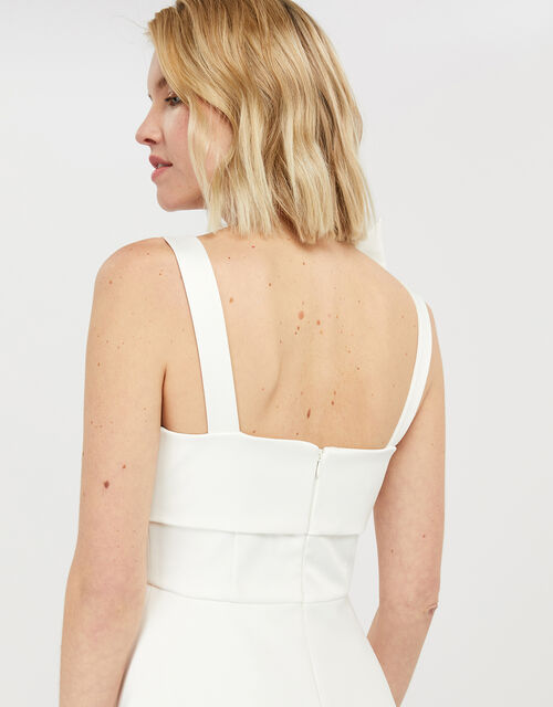 Monsoon – Carrie Bow Satin Midi Bridal Dress Ivory Mariage Civil MONSOON